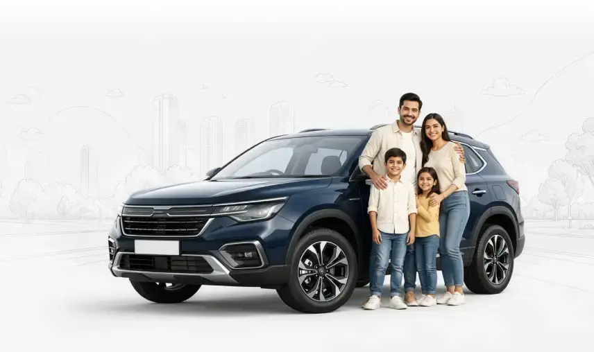Family with new car - CarBike360 car loan