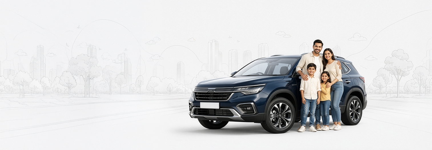 Family with new car - CarBike360 car loan
